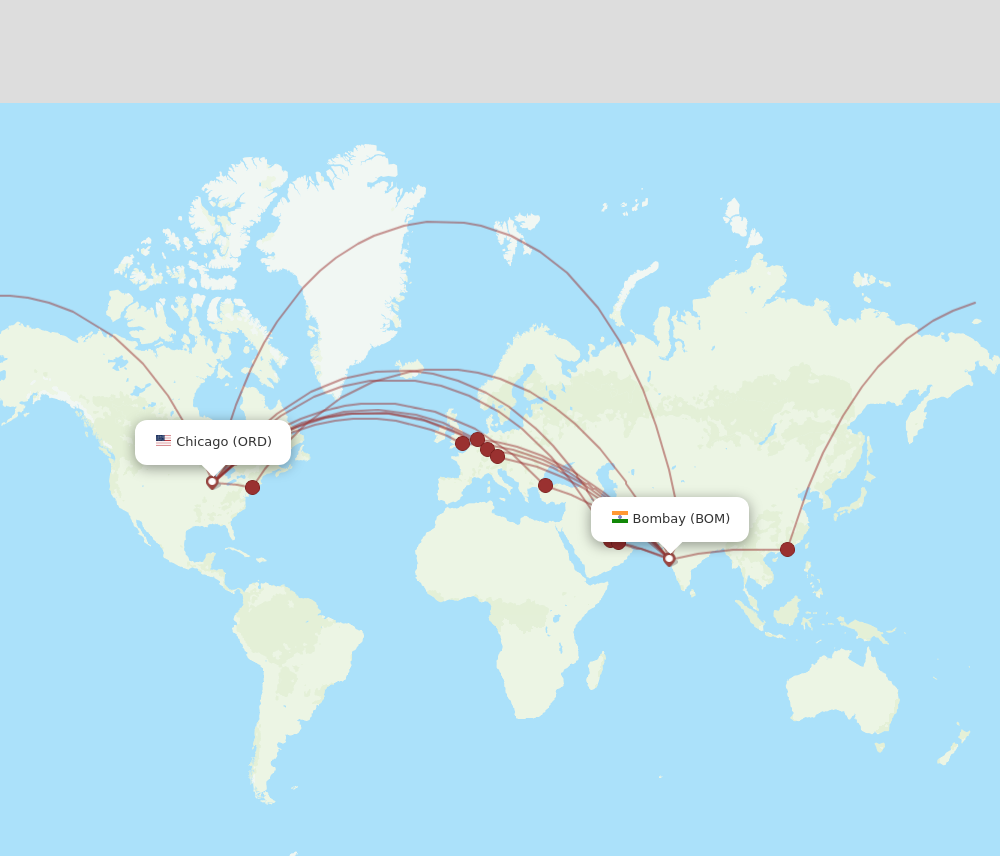 All Flight Routes From Mumbai To Chicago Bom To Ord Flight Routes