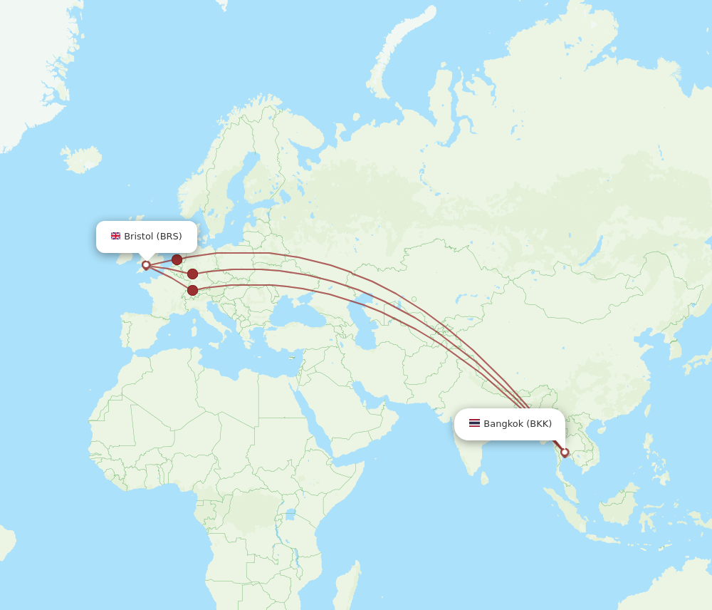 All Flight Routes From Bristol To Bangkok Brs To Bkk Flight Routes