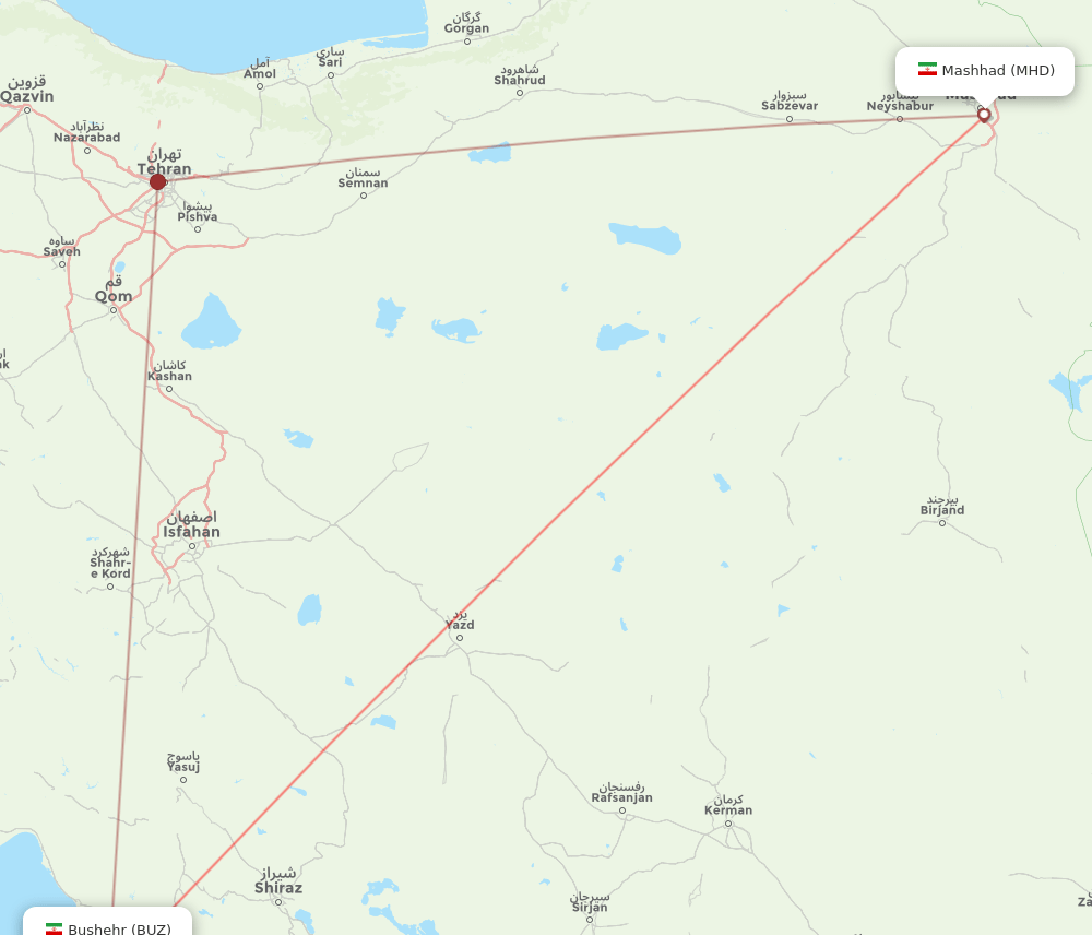 All Flight Routes From Bushehr To Mashad Buz To Mhd Flight Routes