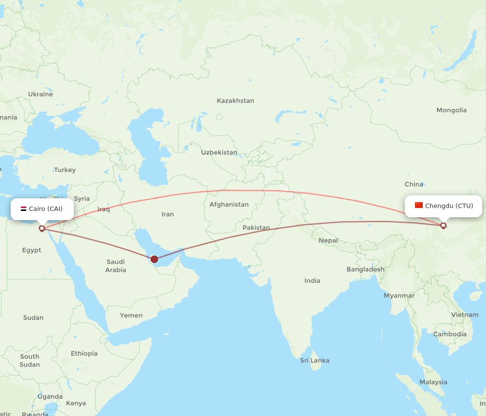 Flights From Cairo To Chengdu Cai To Ctu Flight Routes