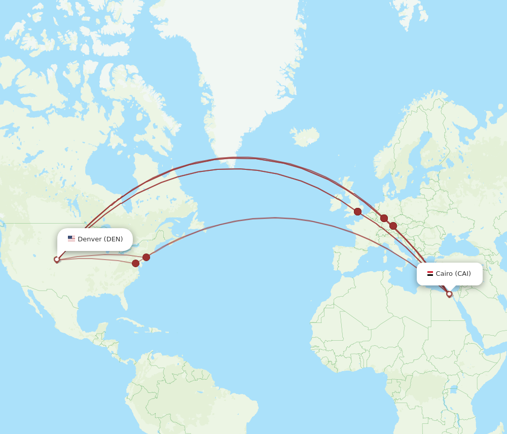 All Flight Routes From Cairo To Denver CAI To DEN Flight Routes