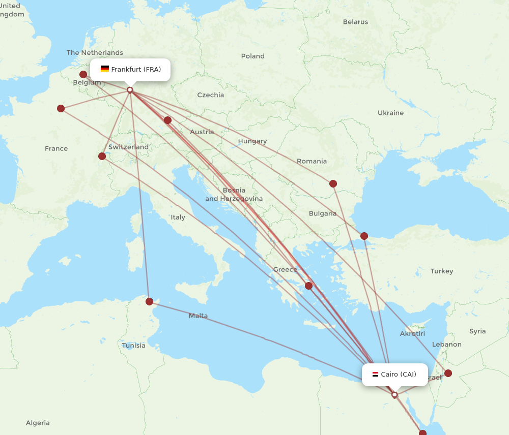 Flights From Cairo To Frankfurt Cai To Fra Flight Routes