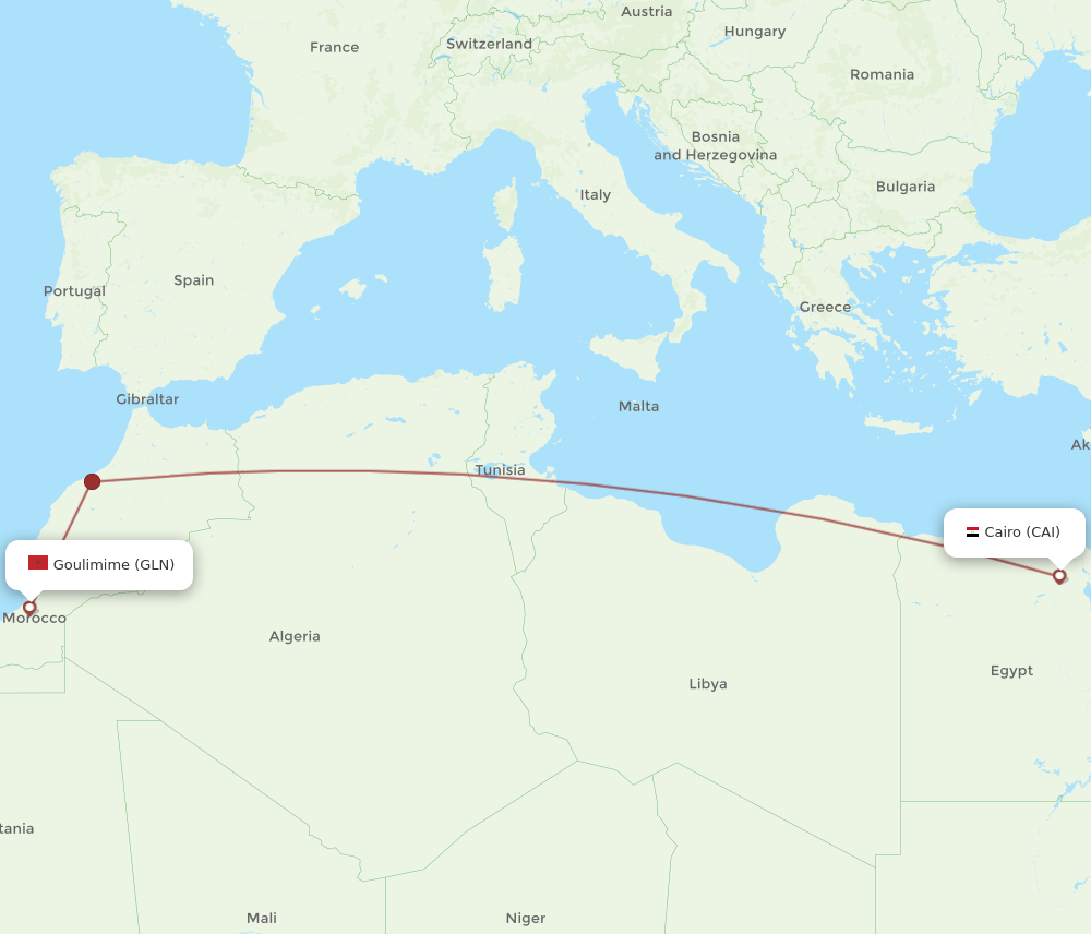 All Flight Routes From Cairo To Goulimime Cai To Gln Flight Routes