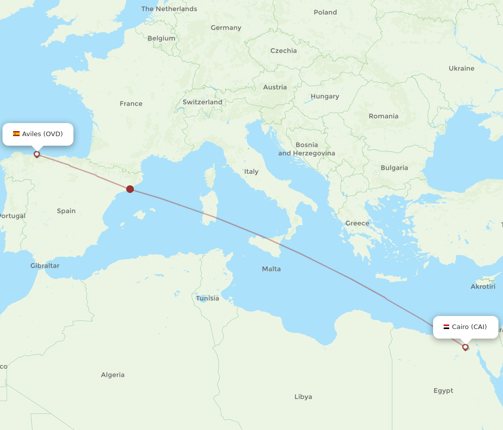 All Flight Routes From Cairo To Asturias CAI To OVD Flight Routes