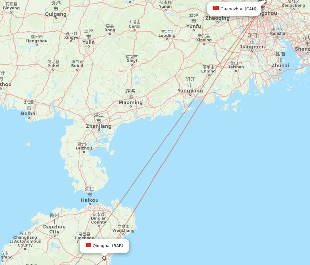 All Flight Routes From Guangzhou To Qionghai Can To Bar Flight Routes