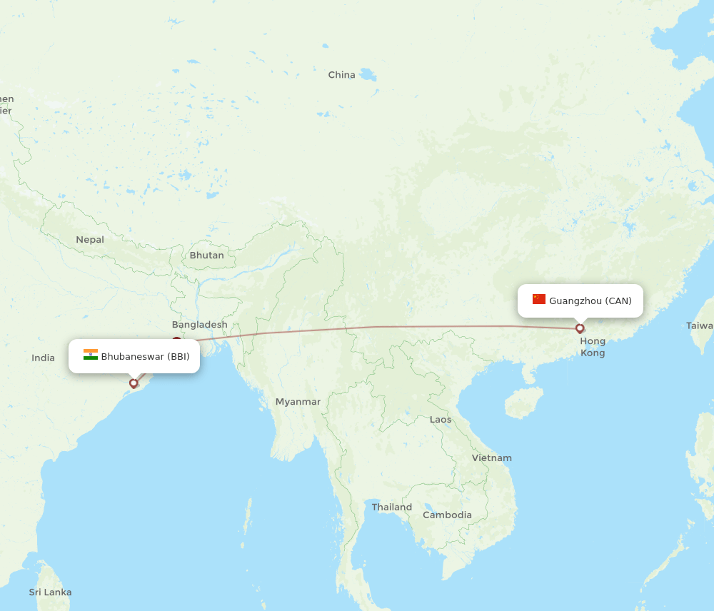 Flights From Bhubaneswar To Guangzhou Bbi To Can Flight Routes