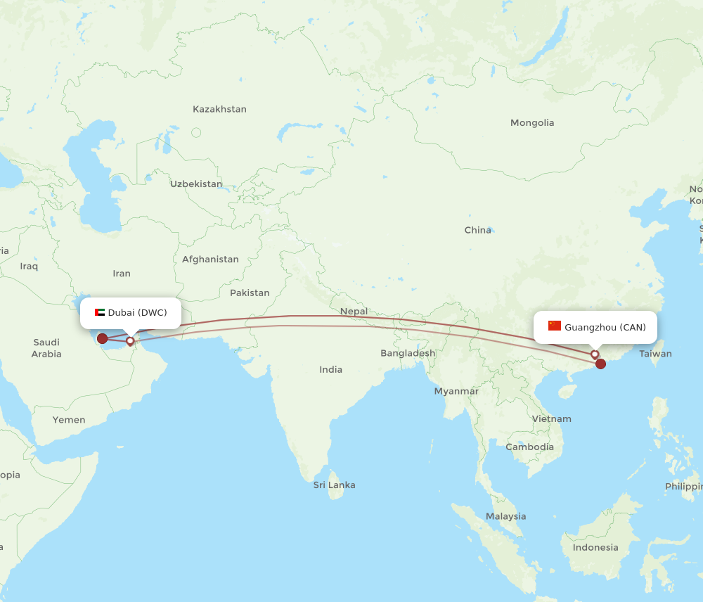 Flights From Dubai To Guangzhou Dwc To Can Flight Routes