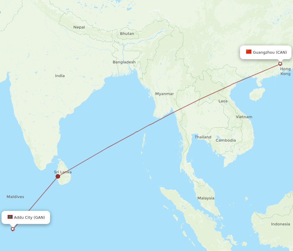 All Flight Routes From Gan Island To Guangzhou Gan To Can Flight Routes