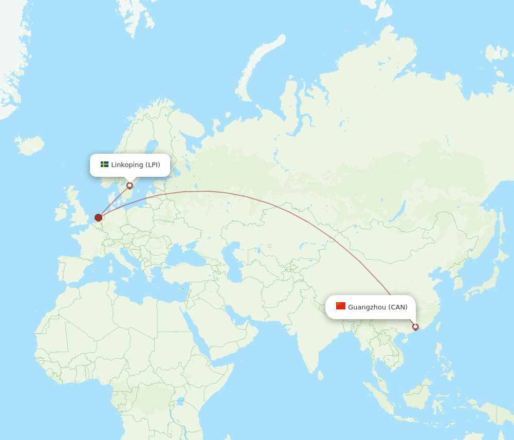 All Flight Routes From Guangzhou To Linkoping CAN To LPI Flight Routes