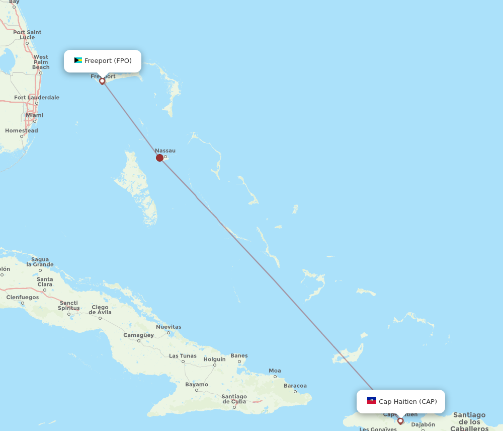 Flights From Cap Haitien To Freeport Cap To Fpo Flight Routes