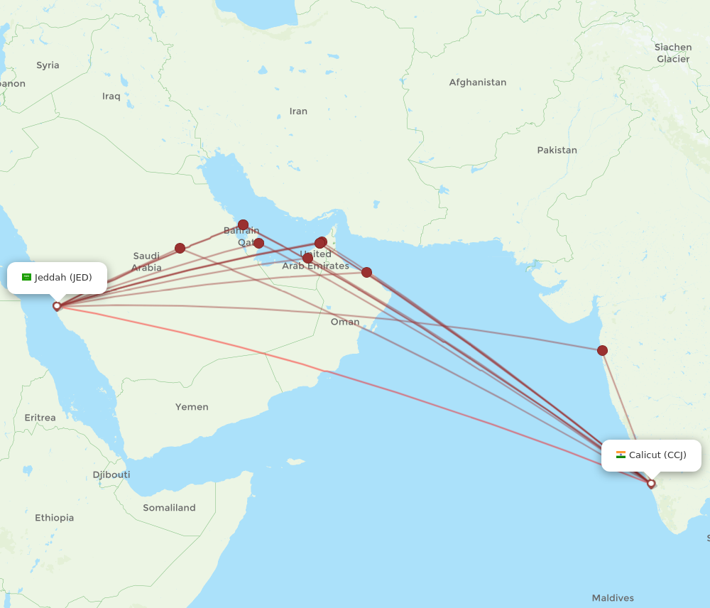 All Flight Routes From Kozhikode To Jeddah CCJ To JED Flight Routes