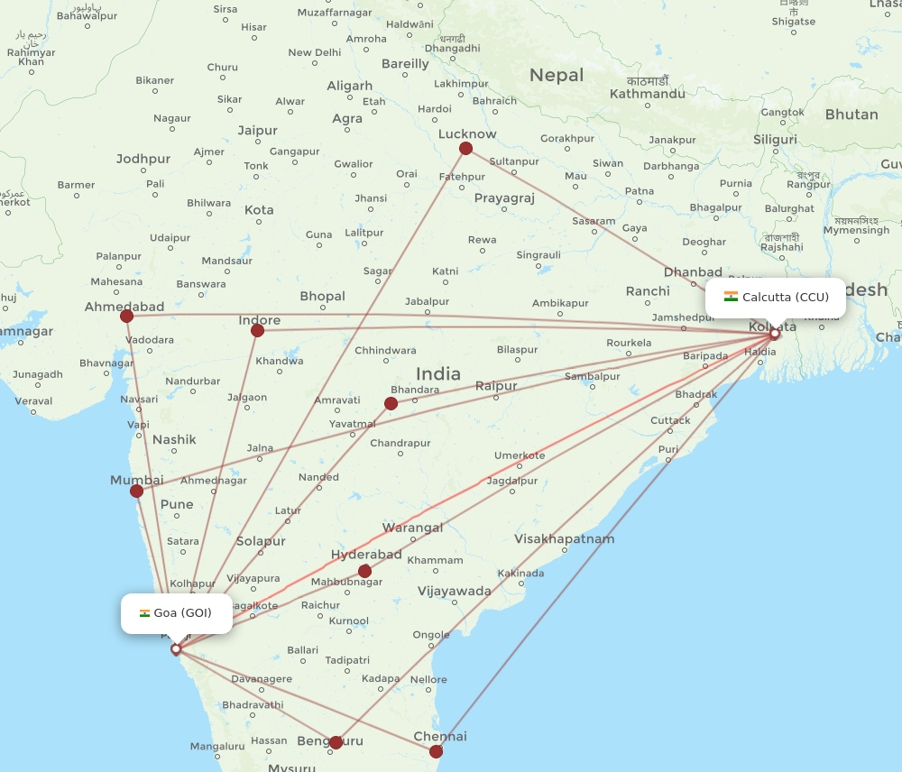 Flights From Kolkata To Goa CCU To GOI Flight Routes