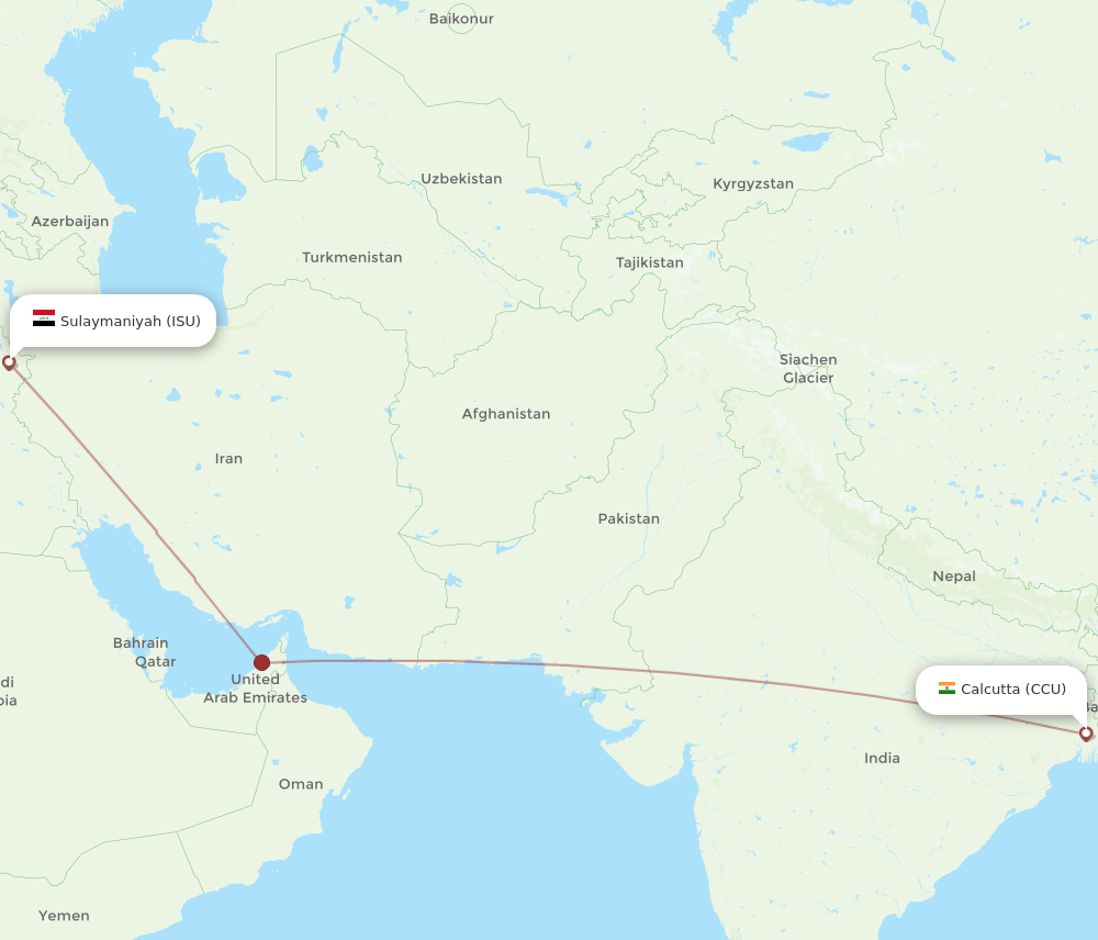 Flights From Kolkata To Sulaimaniyah CCU To ISU Flight Routes