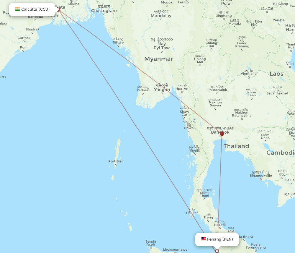 All Flight Routes From Kolkata To Penang Ccu To Pen Flight Routes