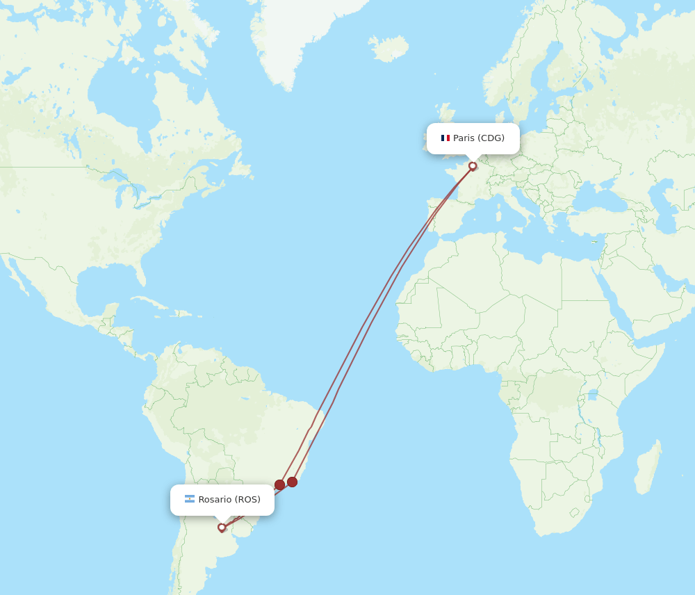 All Flight Routes From Paris To Rosario CDG To ROS Flight Routes