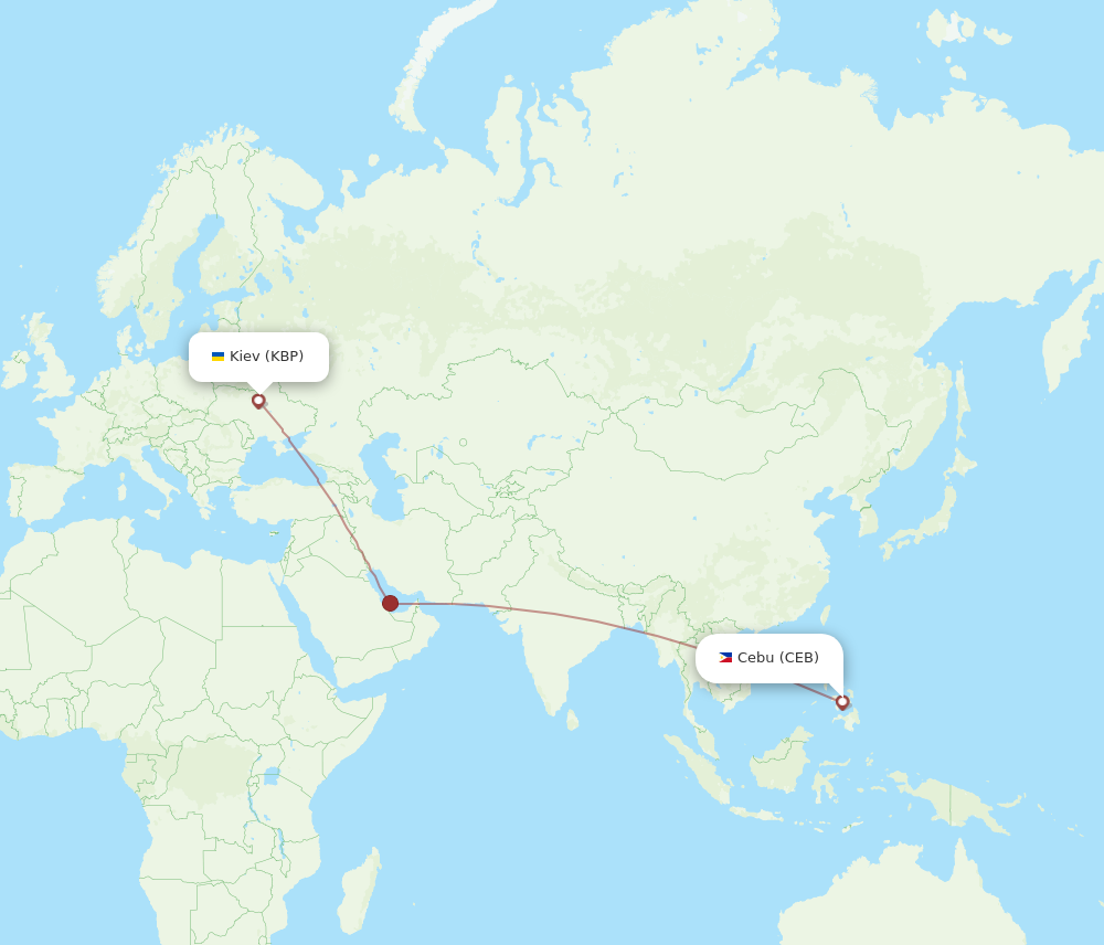 All Flight Routes From Cebu City To Kiev Kyiv CEB To KBP Flight Routes