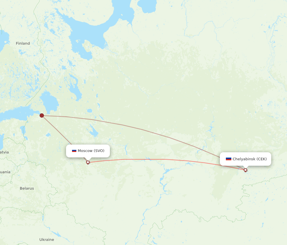 All Flight Routes From Chelyabinsk To Moscow Cek To Svo Flight Routes