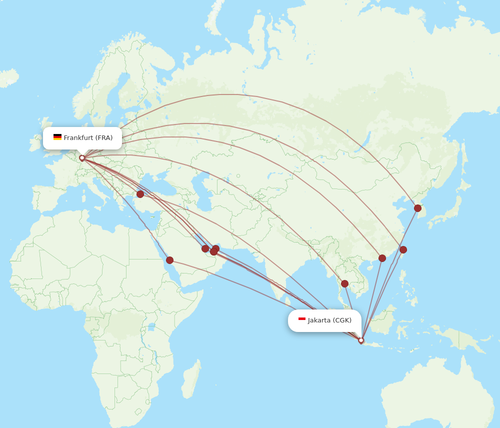 All Flight Routes From Jakarta To Frankfurt Cgk To Fra Flight Routes