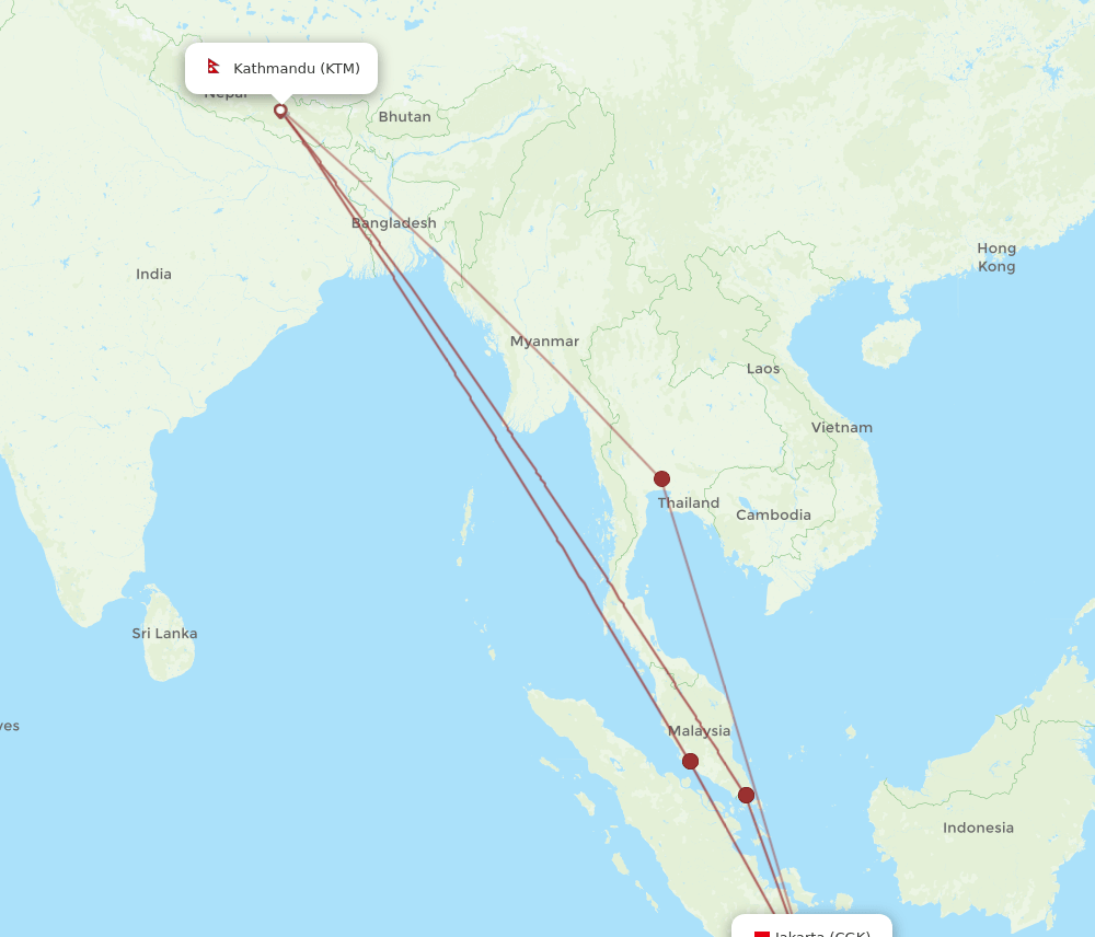 Flights From Jakarta To Kathmandu Cgk To Ktm Flight Routes