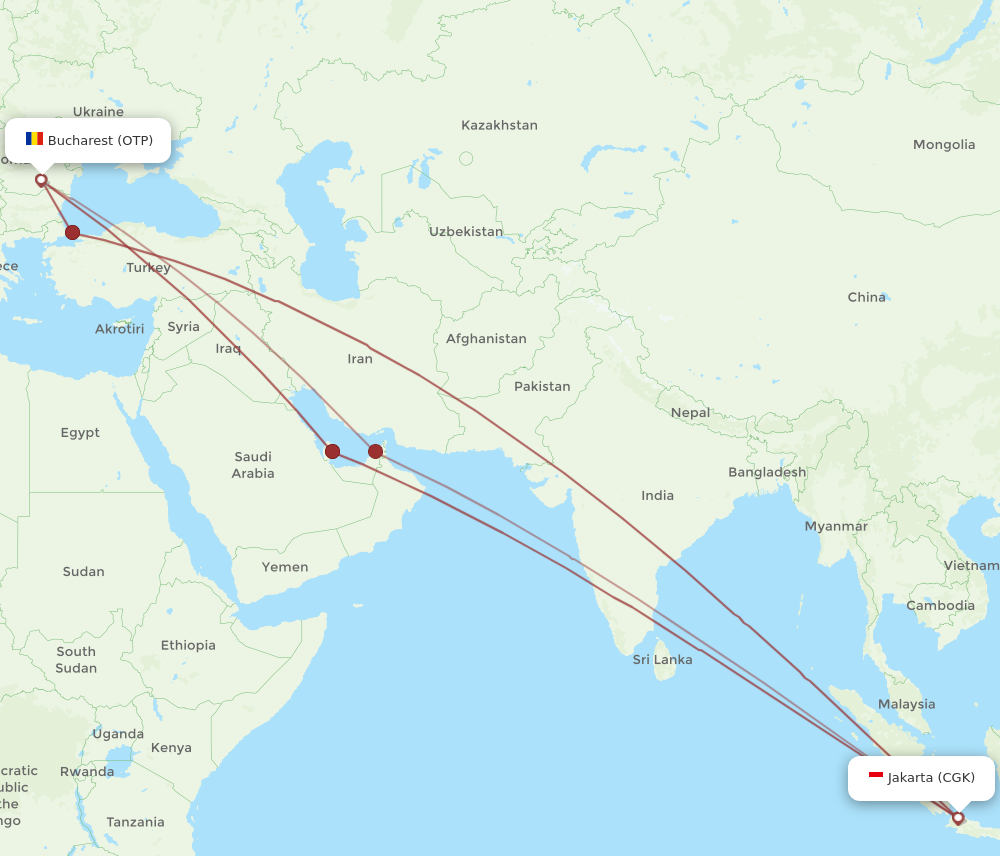 All Flight Routes From Jakarta To Bucharest CGK To OTP Flight Routes