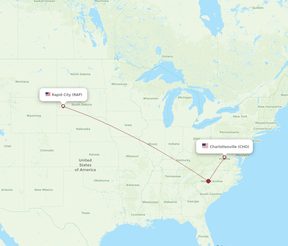 Flights From Charlottesville To Rapid City CHO To RAP Flight Routes