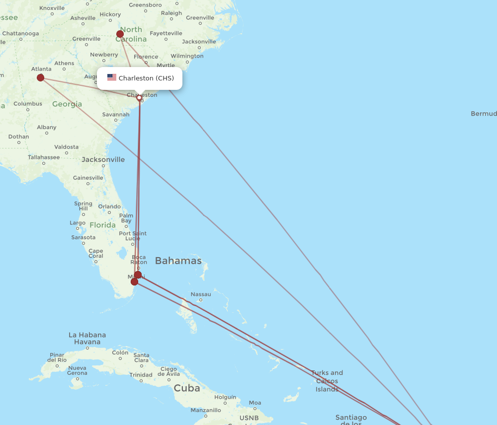 All Flight Routes From Charleston To San Juan Chs To Sju Flight Routes