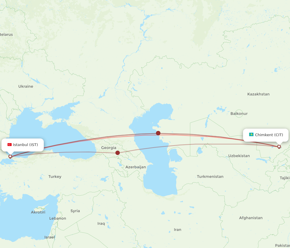 All Flight Routes From Shymkent To Istanbul Cit To Ist Flight Routes