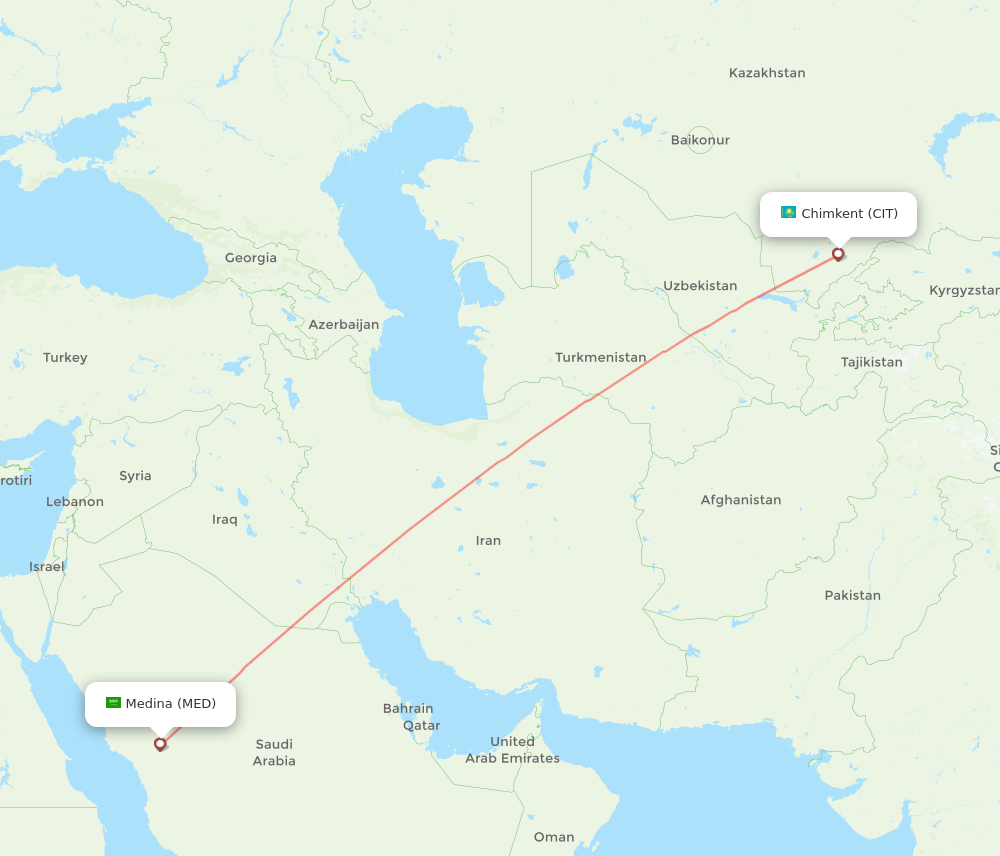 All Flight Routes From Shymkent To Madinah Cit To Med Flight Routes