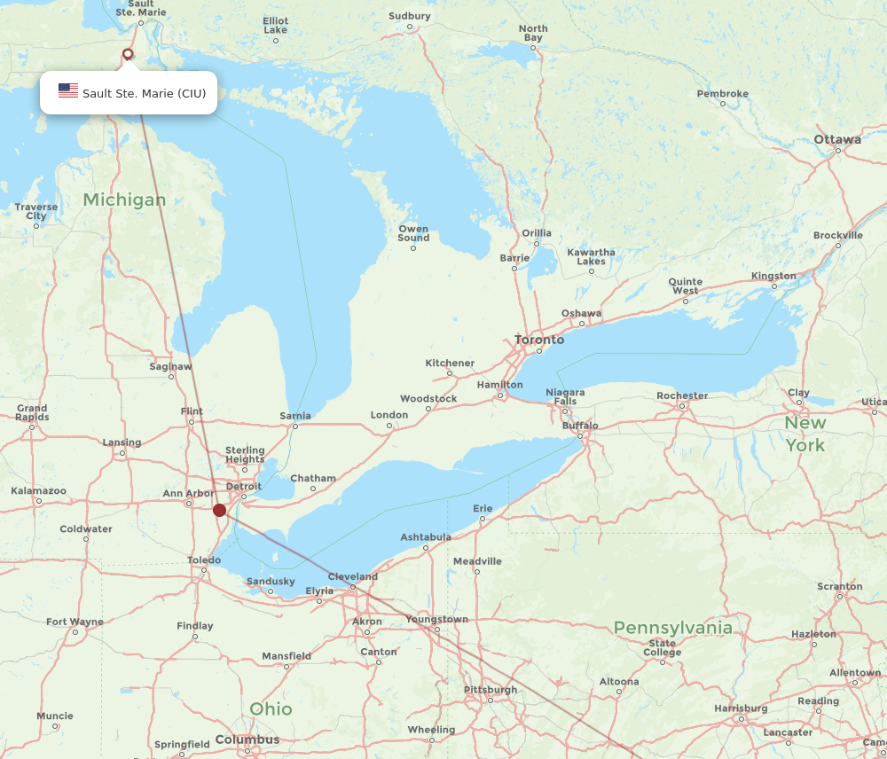 All Flight Routes From Sault Ste Marie To Baltimore Ciu To Bwi