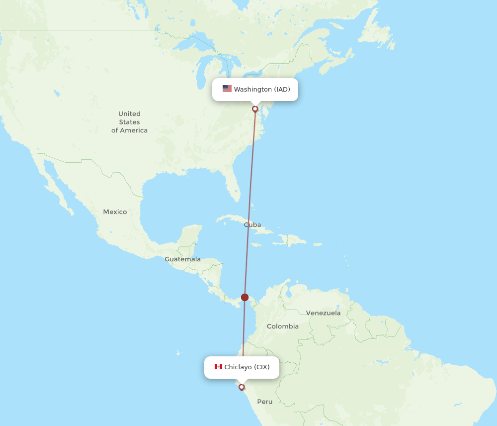 All Flight Routes From Chiclayo To Dulles Cix To Iad Flight Routes