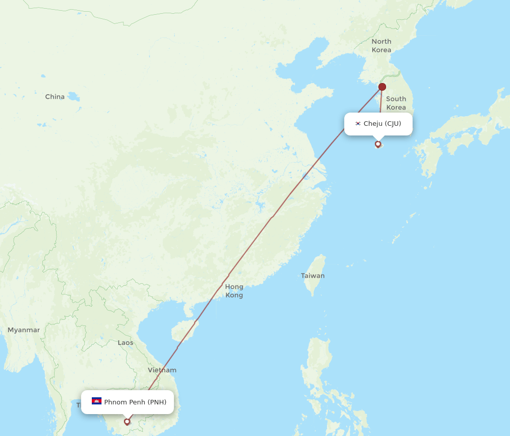 Flights From Jeju To Phnom Penh CJU To PNH Flight Routes