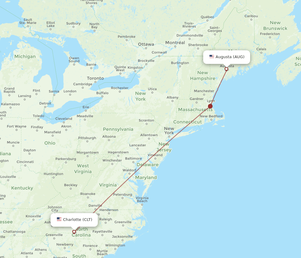 Flights From Charlotte To Augusta Clt To Aug Flight Routes