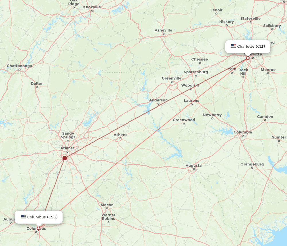 Flights From Charlotte To Columbus Clt To Csg Flight Routes