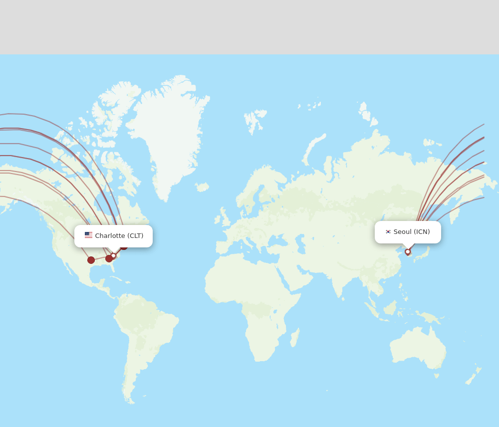 All Flight Routes From Charlotte To Seoul CLT To ICN Flight Routes