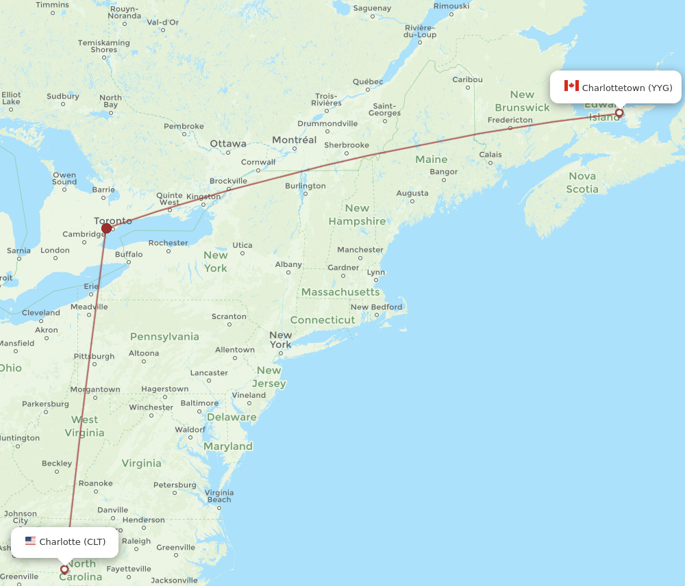 Flights From Charlotte To Charlottetown Clt To Yyg Flight Routes