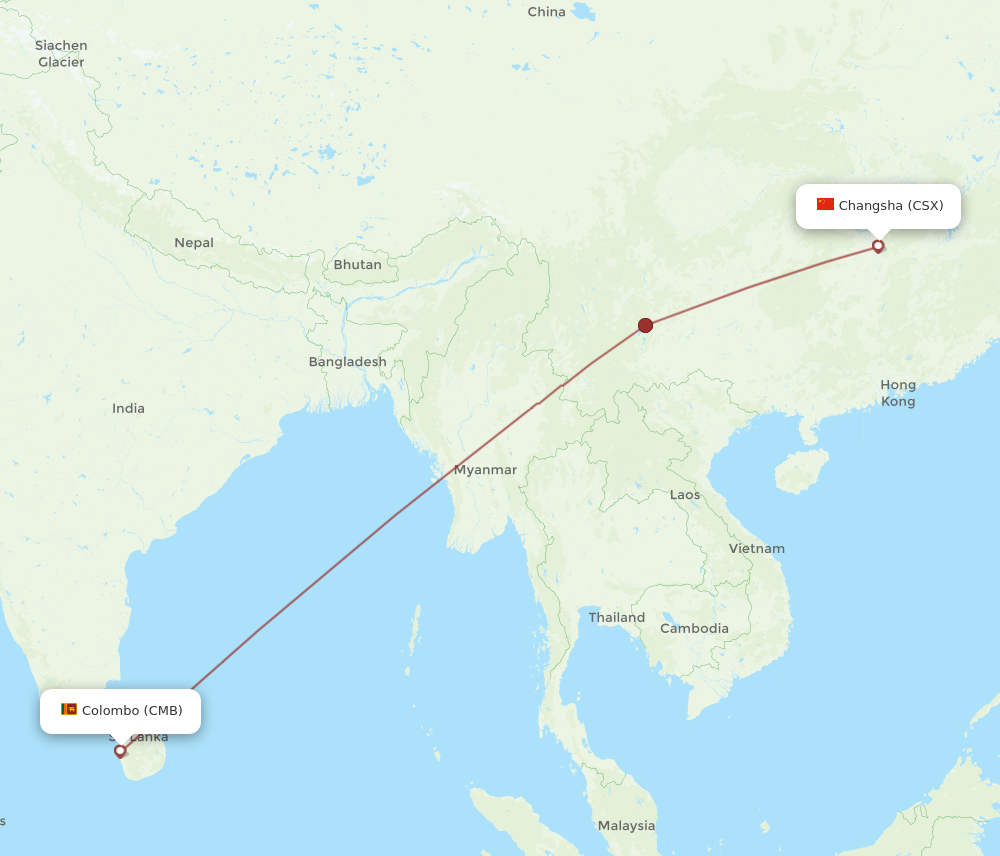 Flights From Colombo To Changsha Cmb To Csx Flight Routes