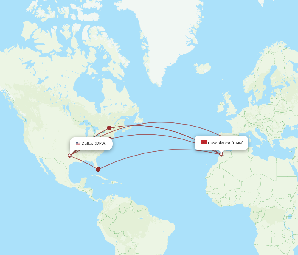 Flights From Casablanca To Dallas Cmn To Dfw Flight Routes