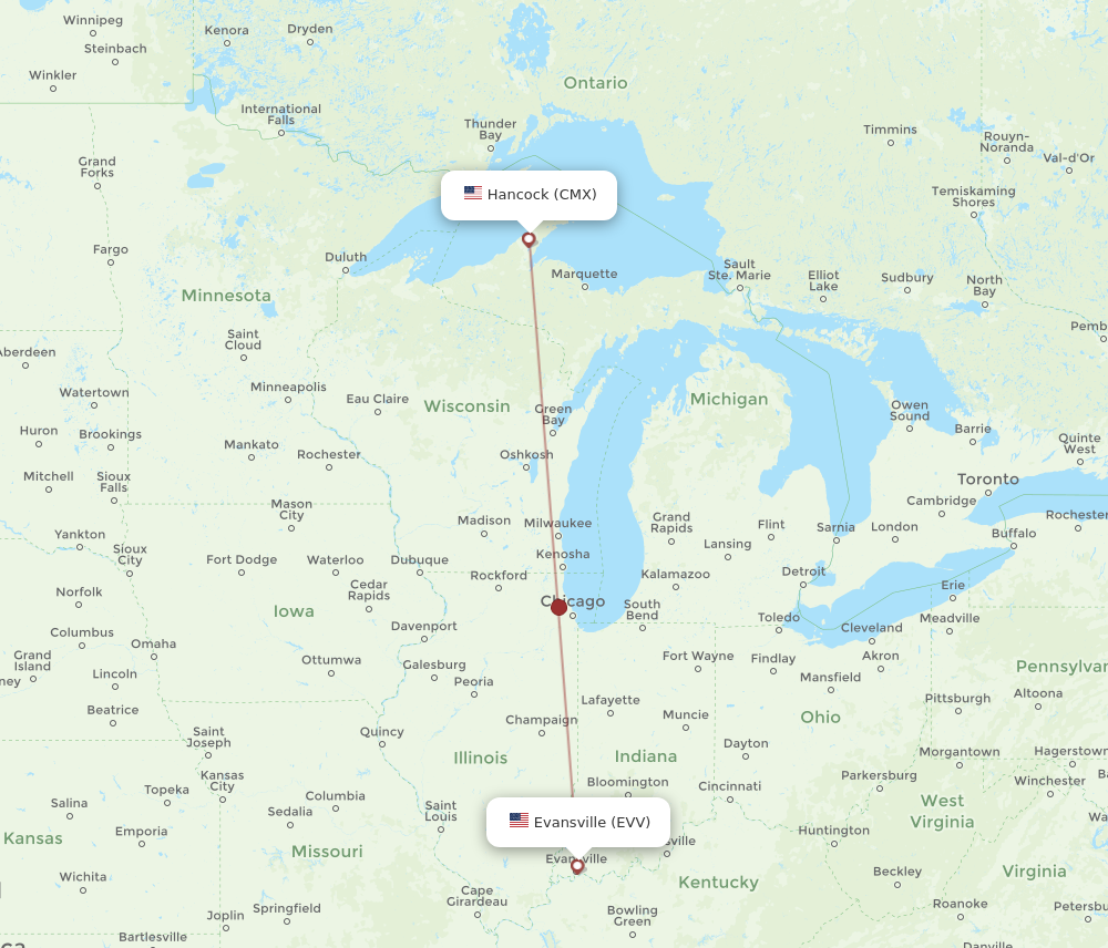 Flights From Evansville To Hancock Evv To Cmx Flight Routes