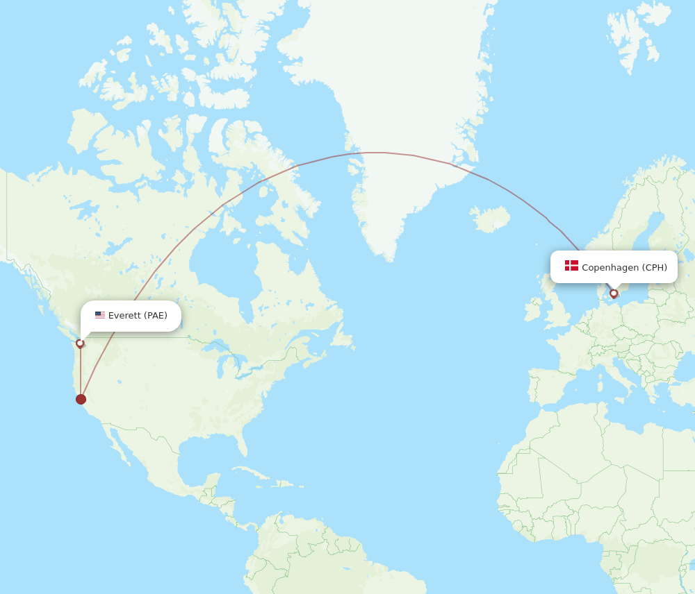 Flights From Copenhagen To Everett Cph To Pae Flight Routes