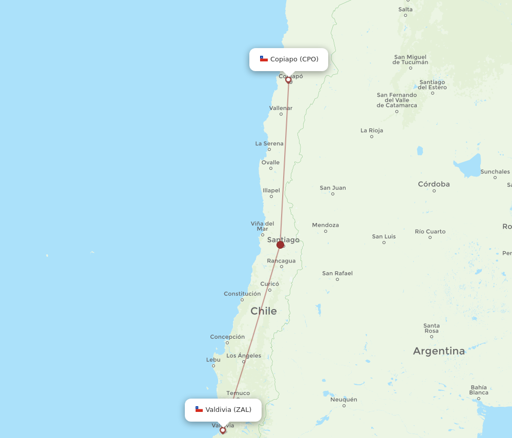 All Flight Routes From Valdivia To Copiapo Zal To Cpo Flight Routes