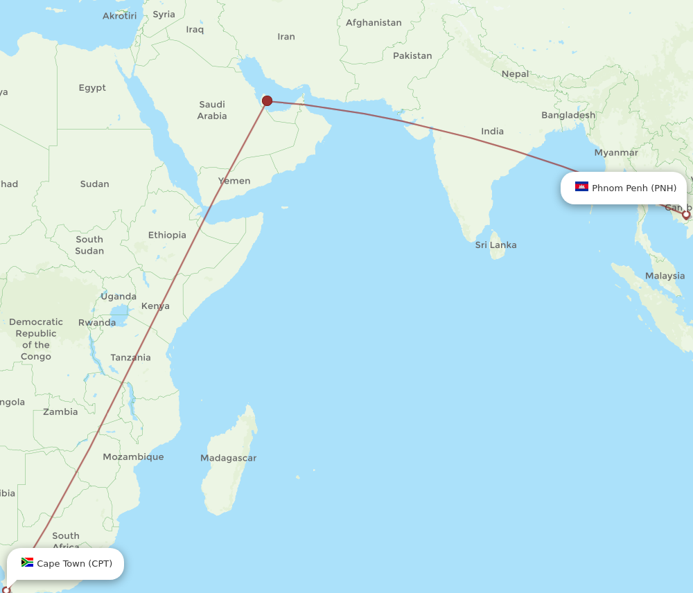 All Flight Routes From Phnom Penh To Cape Town Pnh To Cpt Flight Routes