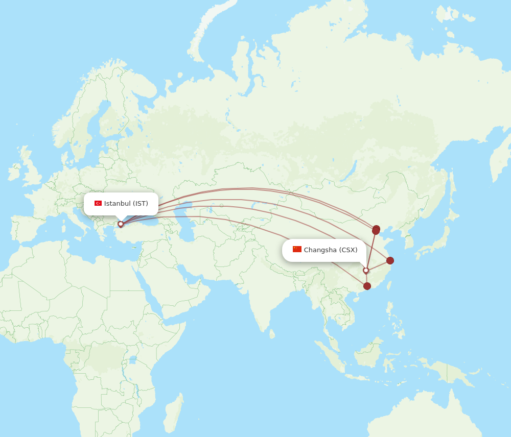 Flights From Changsha To Istanbul Csx To Ist Flight Routes