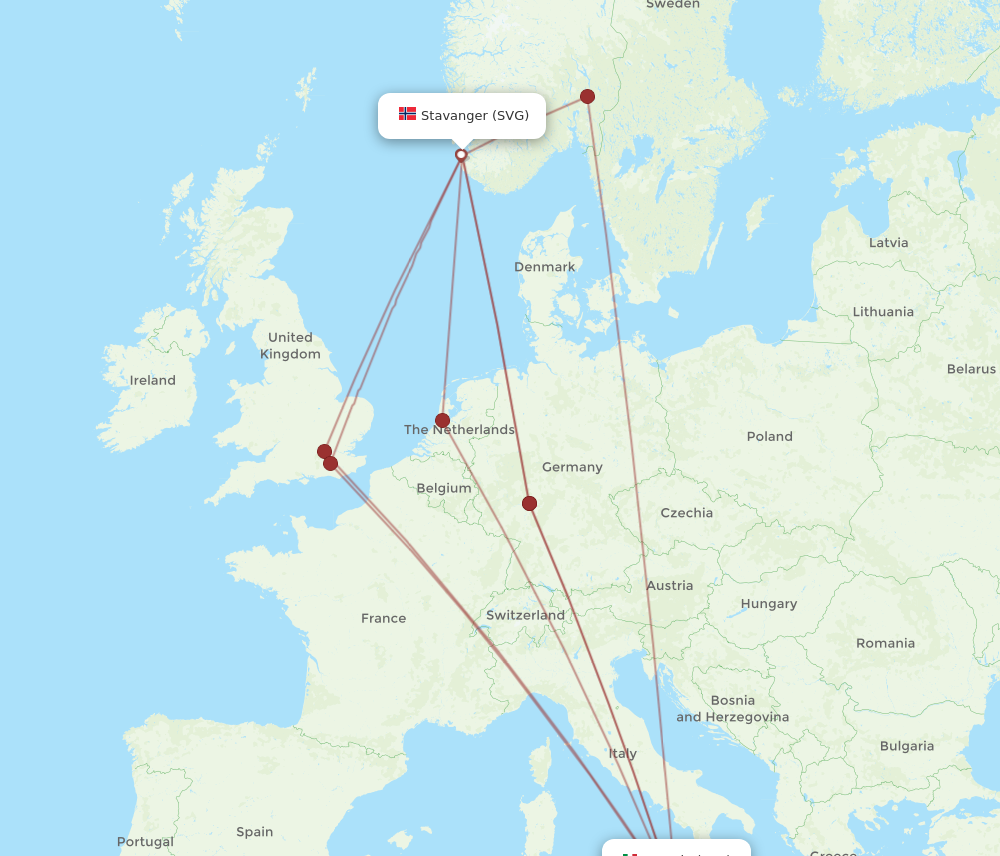 Flights From Catania To Stavanger Cta To Svg Flight Routes