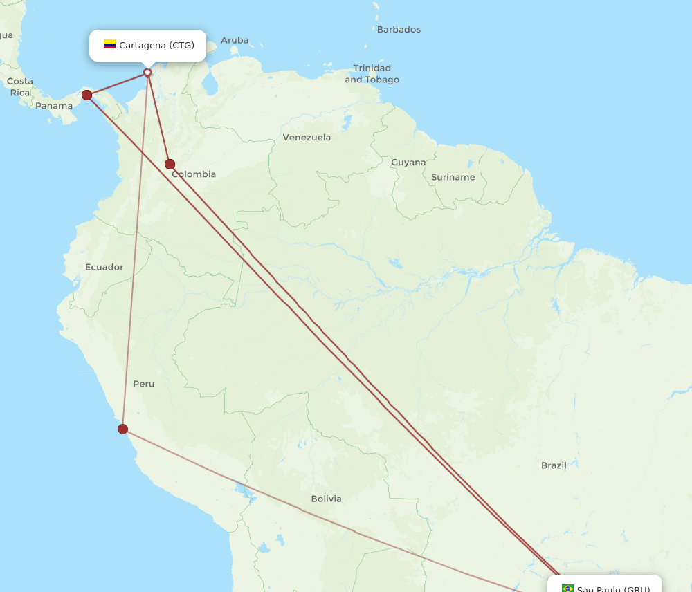 All Flight Routes From Cartagena To Sao Paulo Ctg To Gru Flight Routes