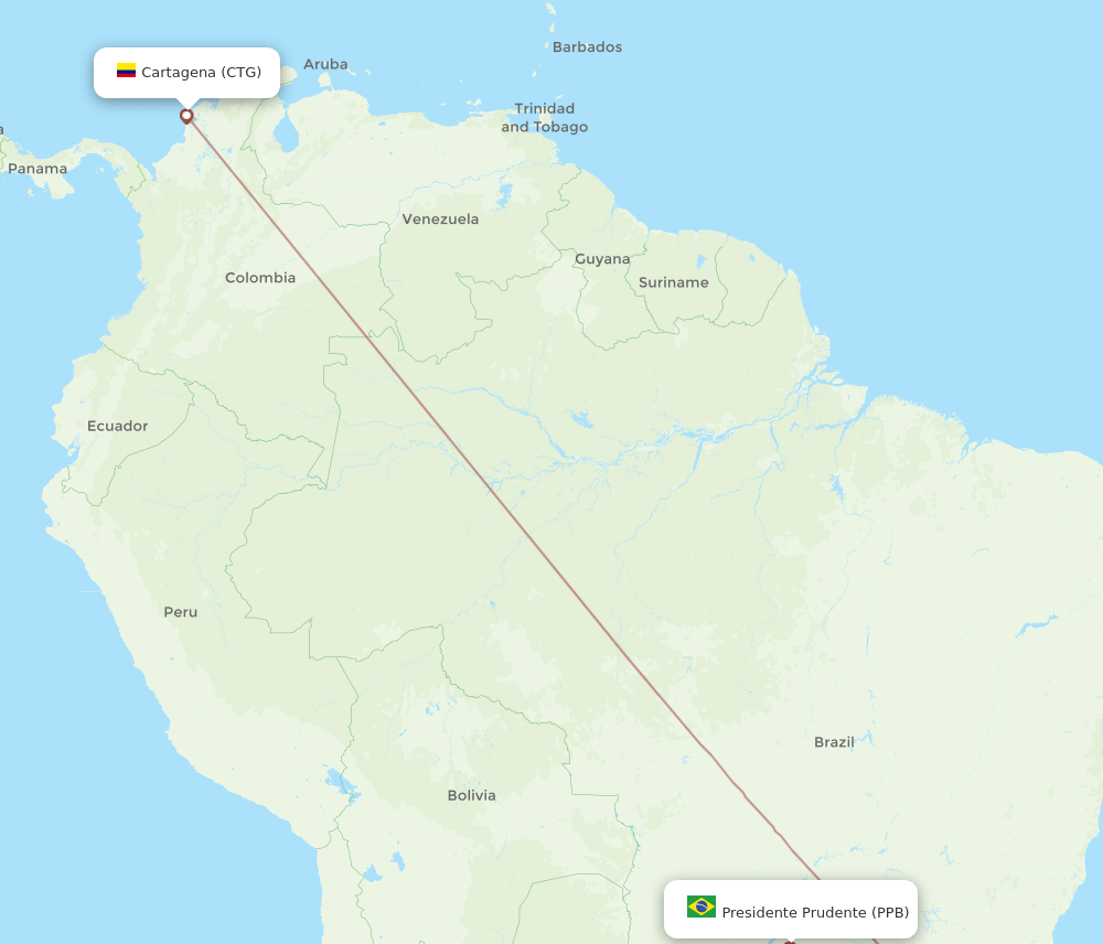 Flights From Presidente Prudente To Cartagena Ppb To Ctg Flight Routes