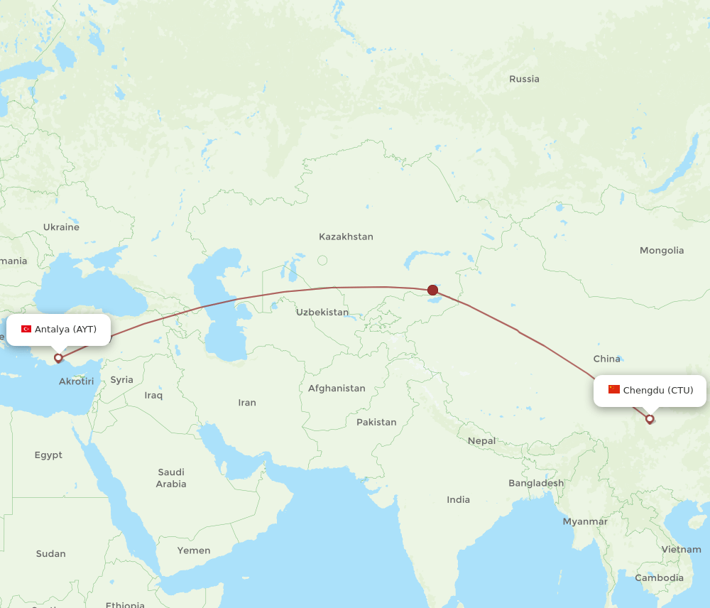 Flights From Antalya To Chengdu Ayt To Ctu Flight Routes