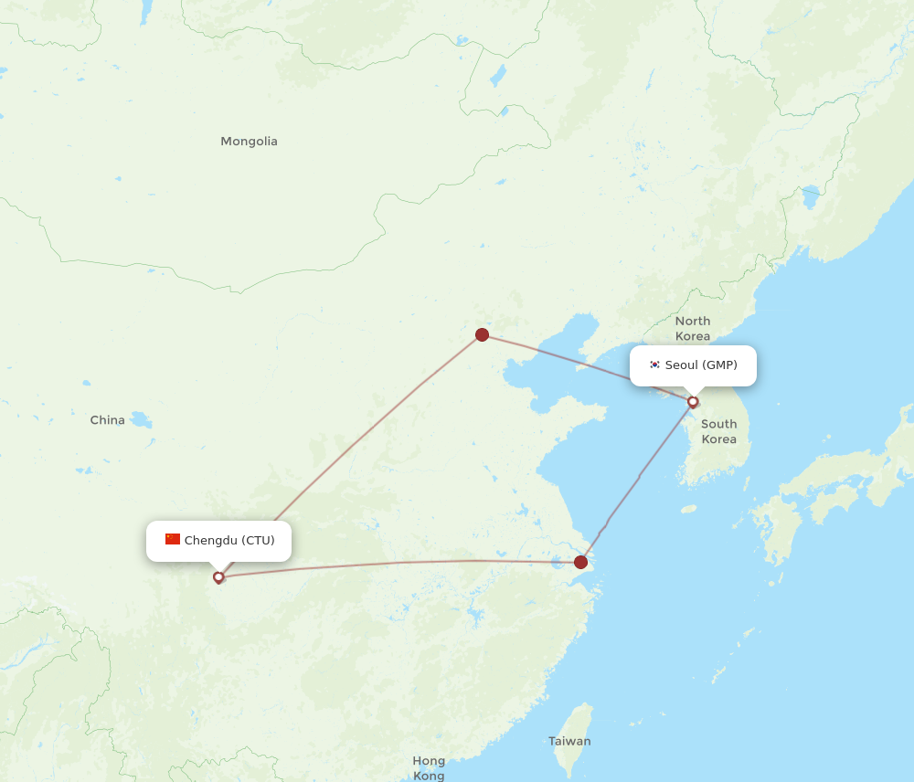 Flights From Chengdu To Seoul Ctu To Gmp Flight Routes