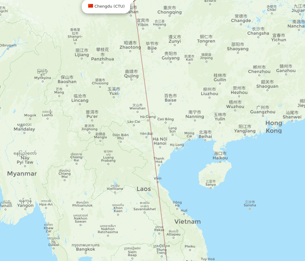 Flights From Rach Gia To Chengdu Vkg To Ctu Flight Routes