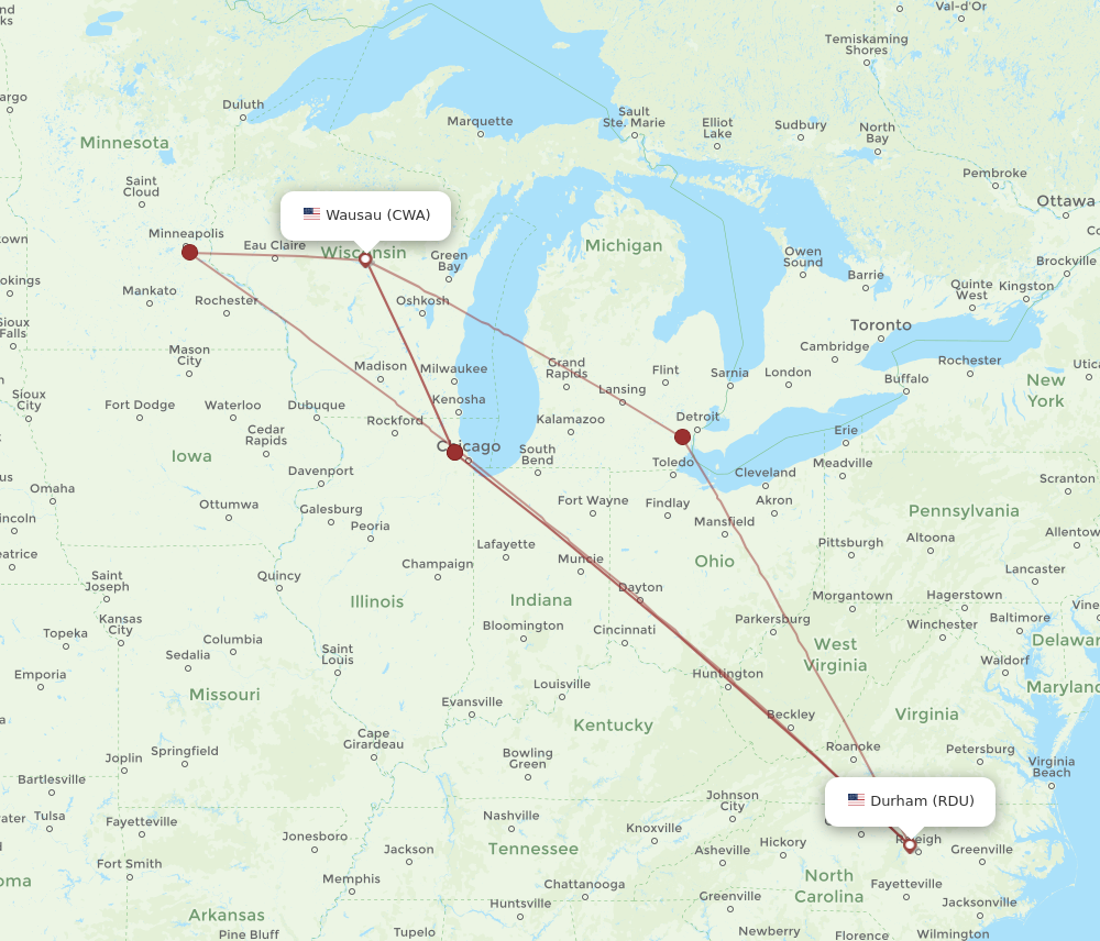 Flights From Wausau To Raleigh Durham CWA To RDU Flight Routes