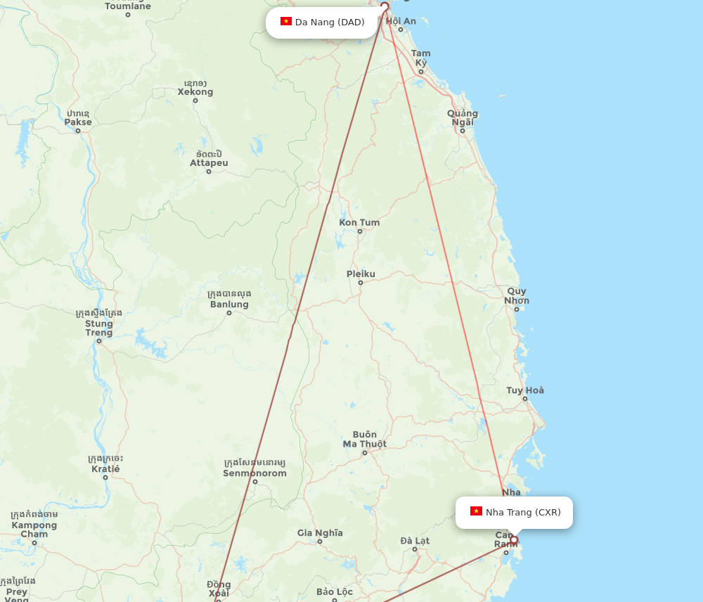 Flights From Nha Trang To Da Nang Cxr To Dad Flight Routes